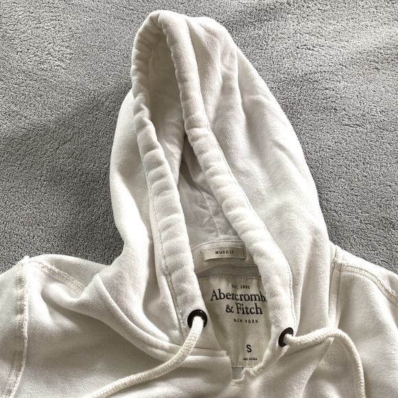 Abercrombie & Fitch Off-White Drawstring Hoodie Sweatshirt - Picture 6 of 9